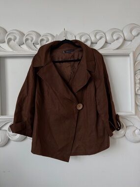 Anne Klein Brown Lightweight 100% Linen Jacket
